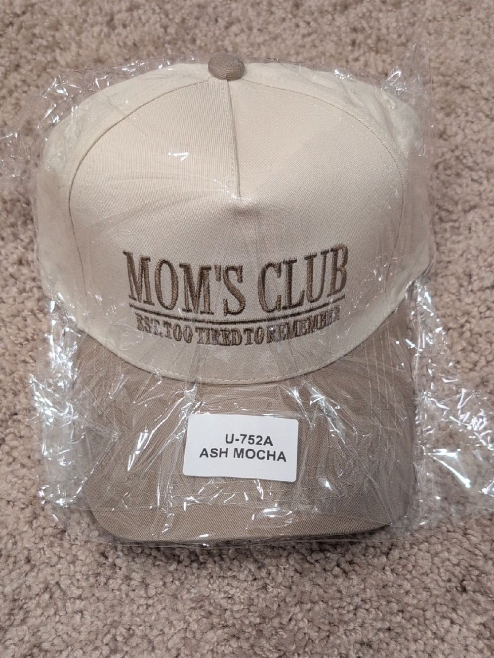Mom's Club Embroidered Canvas Hat - Ash Mocha